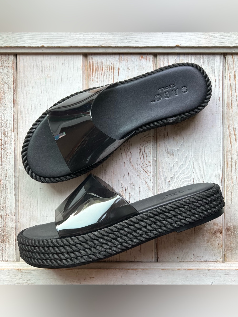 Sabo Asuka Black Platform Slide Sandals
